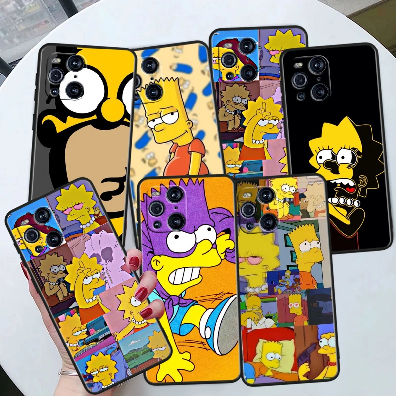 Disney Cute Simpson Per Oppo Find X6 X5 X3 X2 F21S F21 Pro Lite Neo Black Silicone Fundas Soft Cover Capa Phone Case