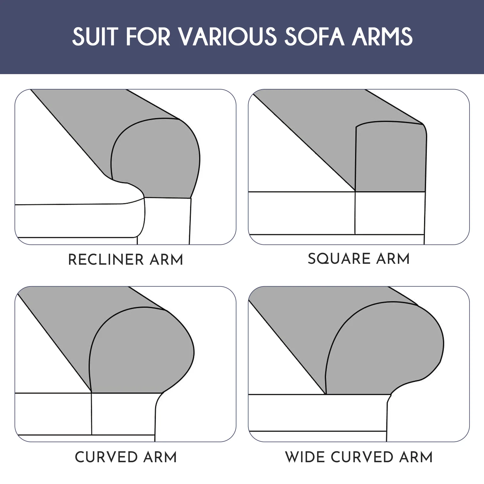 2 Pcs Stretch Comfortable Polyester Sofa Arm Covers Couch Armrest Protectors Recliner Slippers Fabric Decor Accessories 5