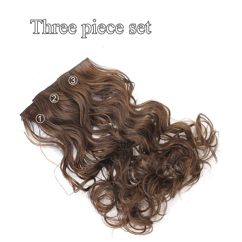 Synthetic 3Pcs/Set Clip In Hair Extensions40cm Long Curly Thick Hairpieces For Women Full Head Hair Pieces Natural Fake Hairs