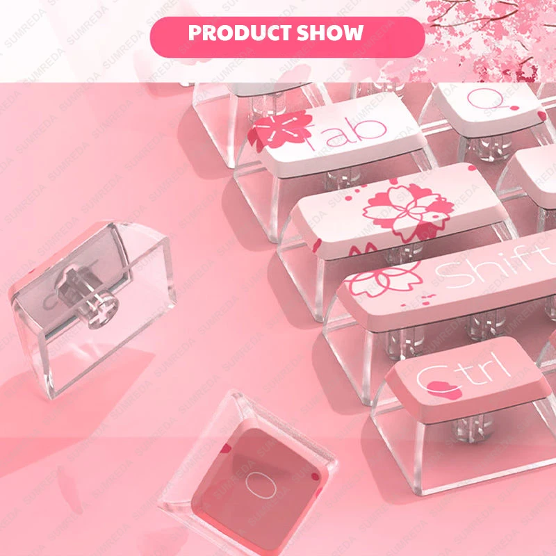 Tema Keycaps para Wob Rainy75 Pbt Dye Pudim Asa Perfil Backlit Translúcido Leobog Hi75 Hi8 Al65 Rainy75-sakura - Imagem 2