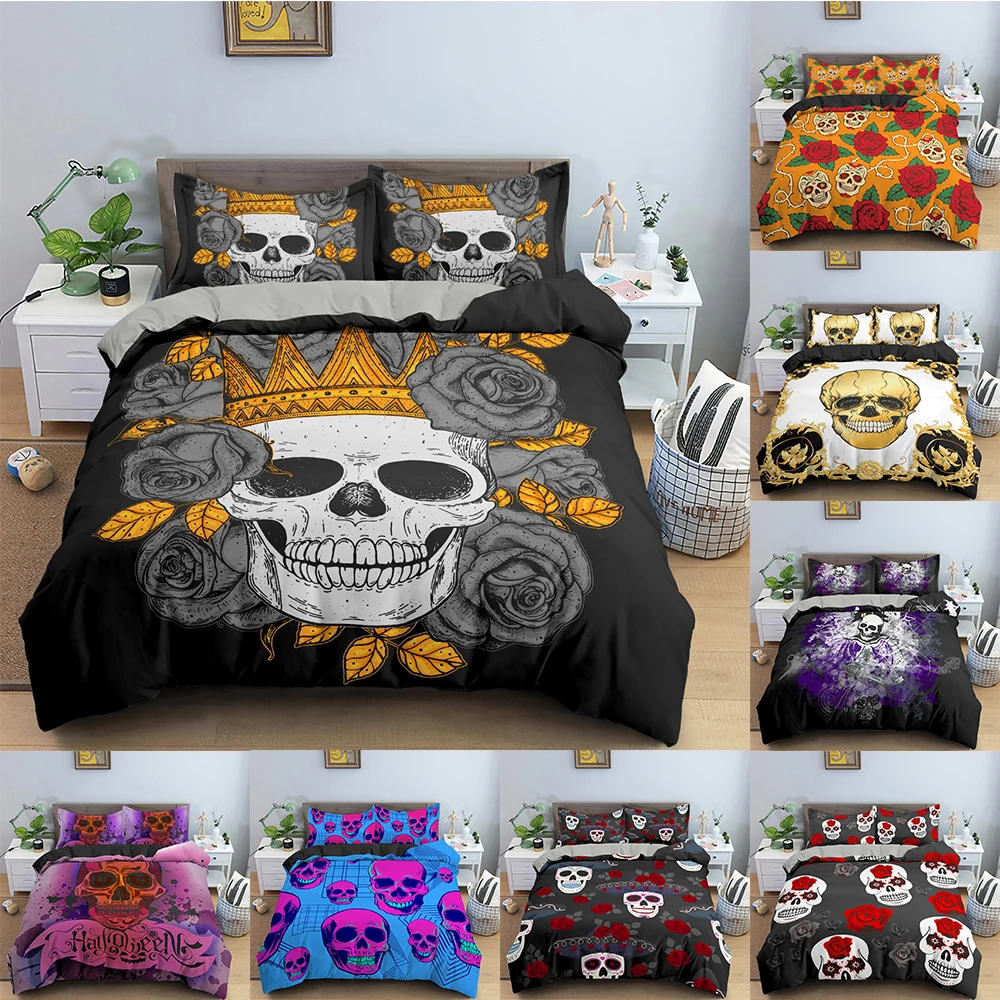 

3D Skull Print Bedding Set Skeleton Duvet Cover Comforter Covers For Bedroom Twin King Size Quilt Cover With Pillowcase 2/3 PCS