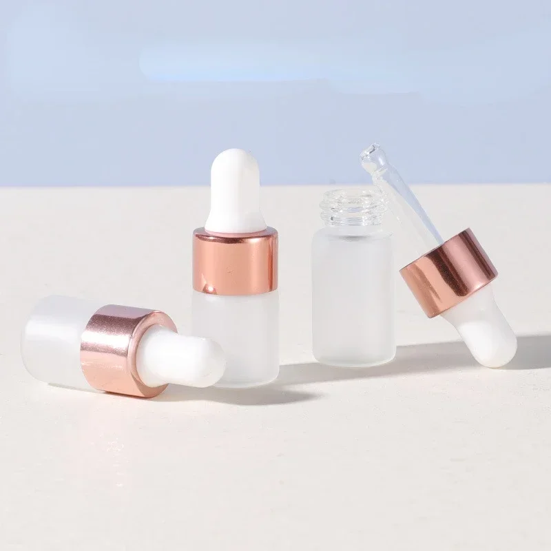 1ml 2ml 3ml Empty Portable  Rose Gold Glass Frosted Dropper Bottle Cap Travel Essential Oil Perfume Bottles Vial Dropper Bottle