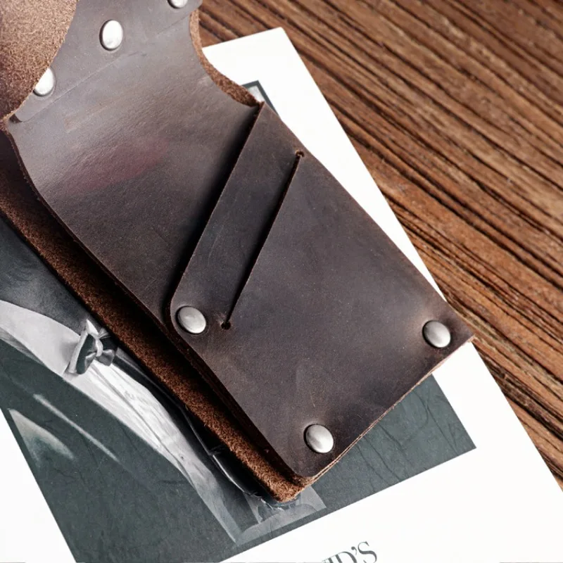Genuine Leather Wallets for Men Handmade Vintage Crazy Horse Leather Slim Bifold Men's Wallet with Hasp Coin Pocket Coin Purse