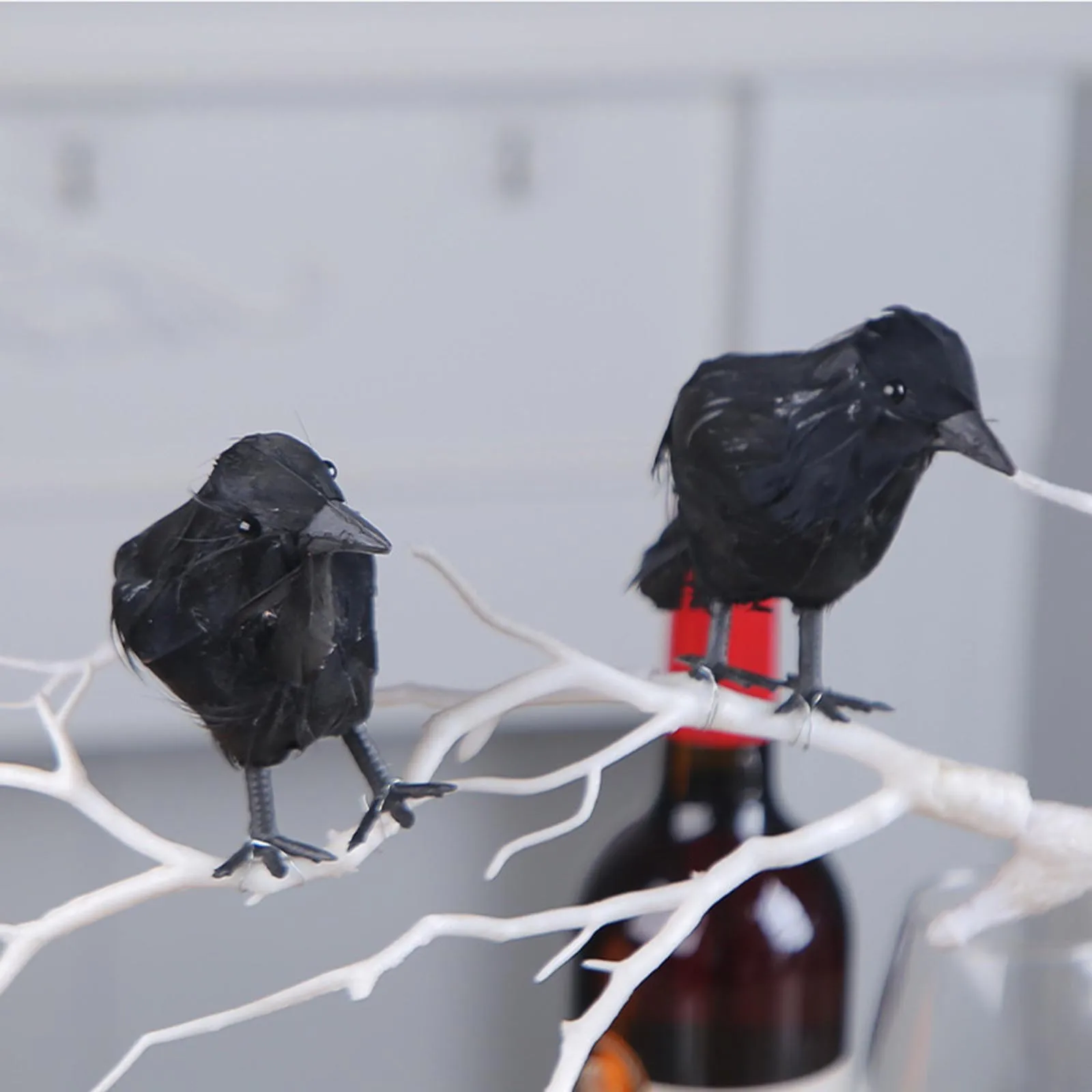 Plastic Realistic Crow Ornament Desktop Decoration 6pcs/Set For Halloween Room Decor Party Decor