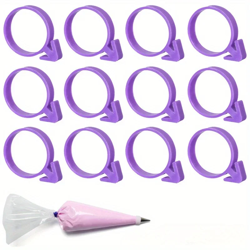 Baking Supplies Pastry Bag Set 12pcs Silicone Piping Bag Ring Set Decorated bag silicone fixing Sealing Binding rope Baking accessories