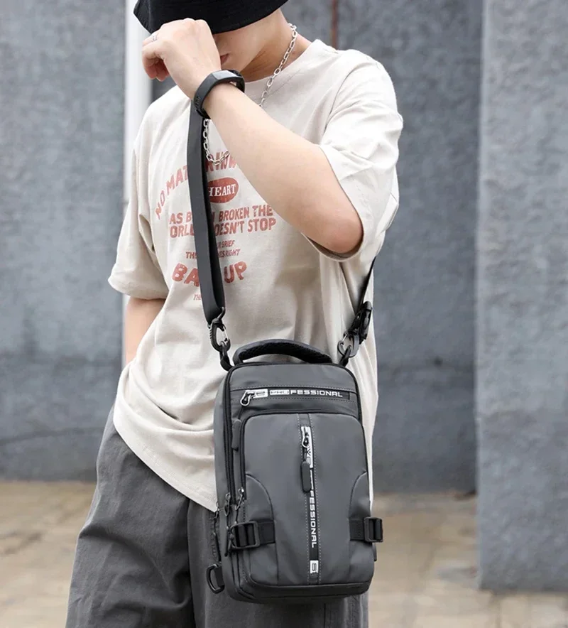 Nylon Men Backpack with USB Charging Port for Travel