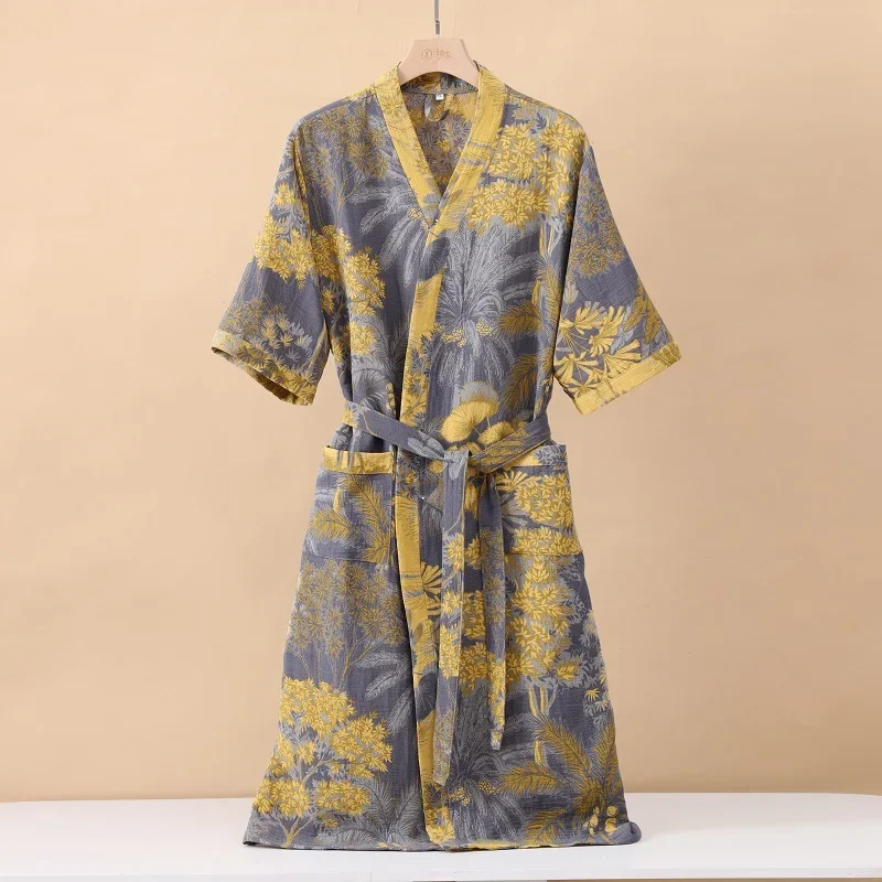 Women Sleepwear Sleepwear Pajamas Cotton Bathrobe for Spring and Summer Thin Home Wear Absorbent Quick Drying