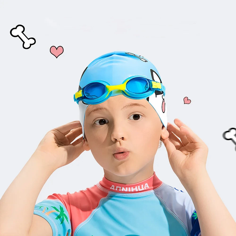 Swimming Goggles for Kids Youth 3-14 Years Adjustable Belt UV400 with Nose Clip Earplugs
