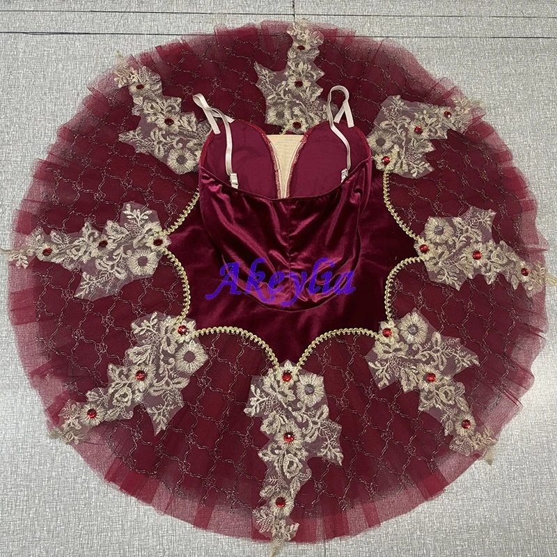 Akeylia ワインレッドプロフェッショナルバレエチュチュパキータ