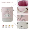 Large Pink Laundry Basket Kids Toys Storage Basket with Handles Fabric Foldable Cute Cartoon Castle Nursery Hamper Gift Basket 5