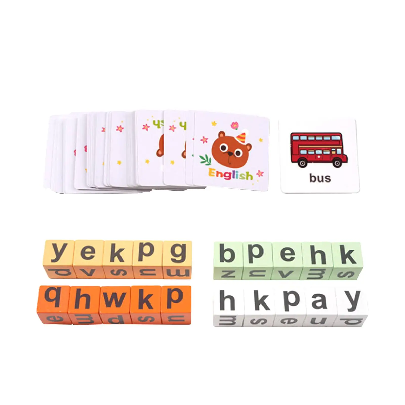 Letter Spelling Block Easy to Use Educational Toy Gift Letter Flash Cards for Children`s Day Toddlers Preschool Kids Birthday