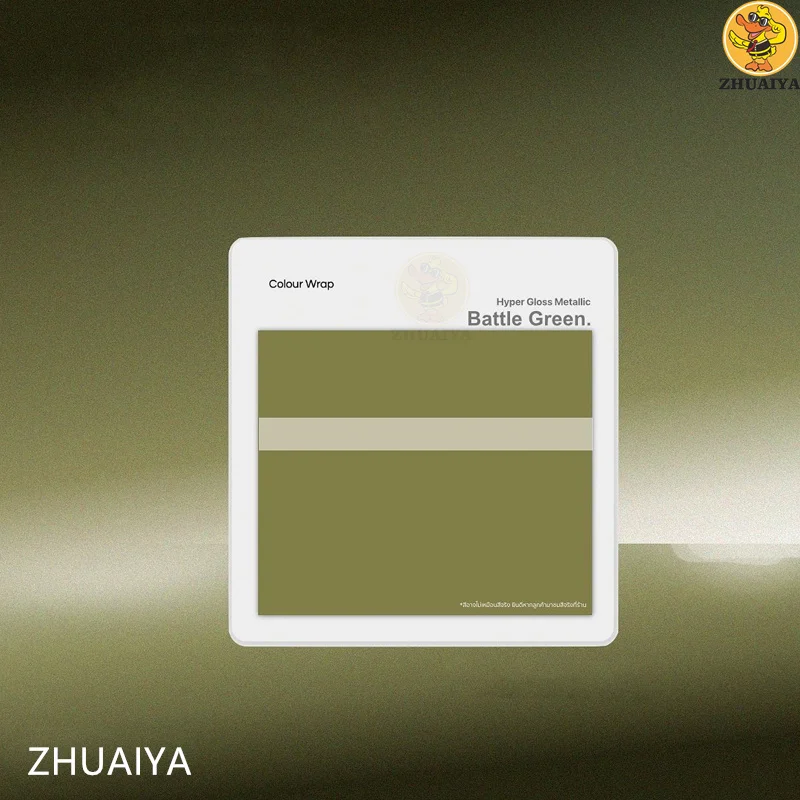 ZHUAIYA 하이퍼 글로스 메탈릭 배틀 그린 비닐 랩 필름, 자동차 랩핑용, 버블 프리, 쉬운 설치, 1.52x18M