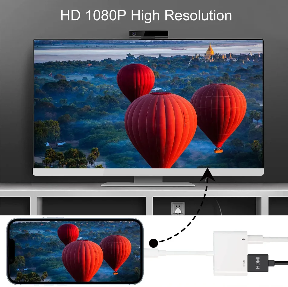 아이폰 아이패드 HDTV 라이트닝 HDMI 어댑터, 1080P 디지털 AV 컨버터, 싱크 스크린 HDMI 케이블 어댑터, 전원 불필요