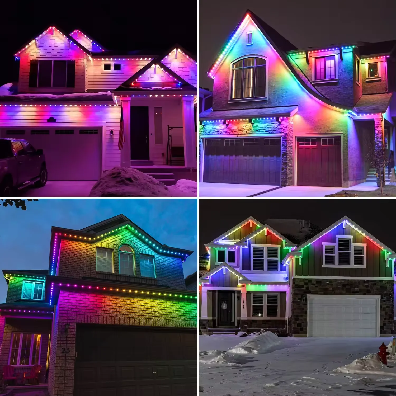 E-top DC12V 250ft LED Eaves Lighting Point Lights Home RGBW House Source Track Smart Outdoor Permanent Gemstone Christmas Lights 4