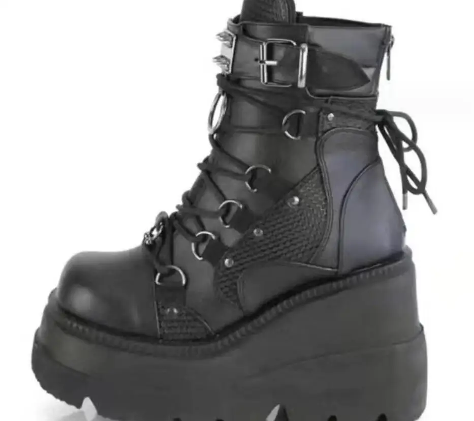 New Platform Ankle Boots For Women Fashion Slip On Thick Bottom Short Boots Autumn Winter Shoes Ladies Elegant Lace-up boots