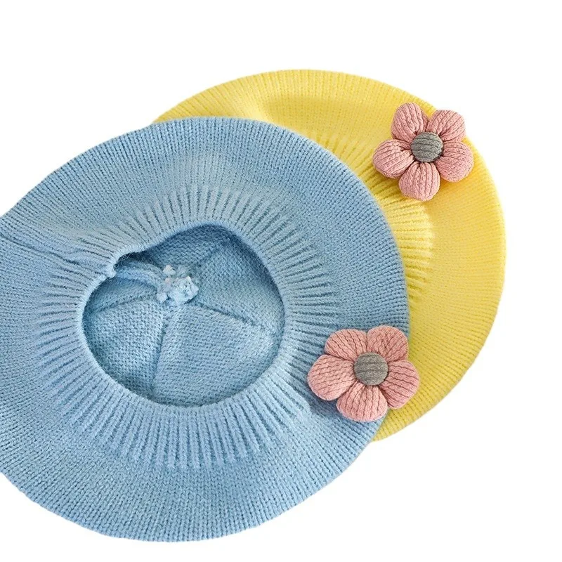 2025 Spring/Autumn Collection Baby Beret in Pastel Hues Versatile Knitted Children's Fashionable Casual Woolen Hat Artist's Hat