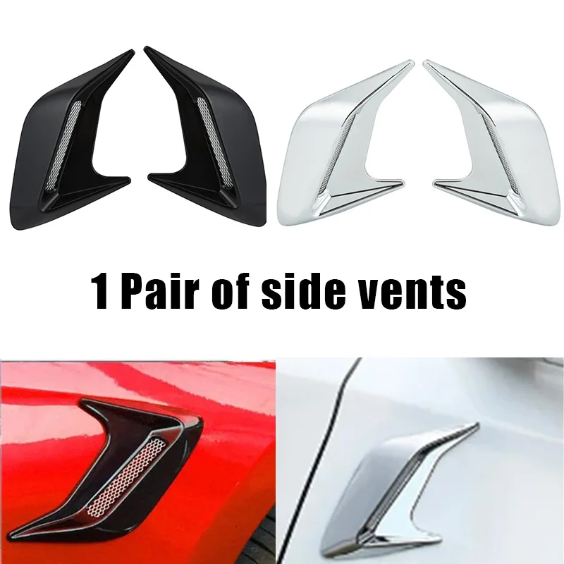 Car Fender Stickers 1 Pair Car Side Air Flow Mudguard Side Vents Air Inlet Sticker Outlet Simulation Auto Exterior Decoration ABS Universal Fit For car fender stickers car body trim accessories