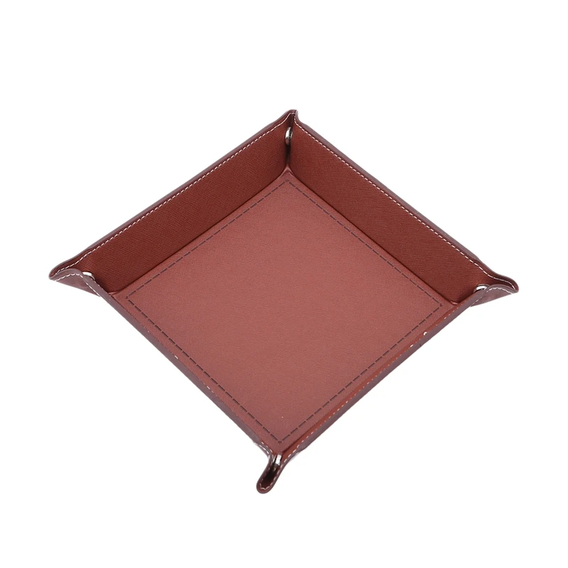 Storage Tray Creative PU Leather Valet Trinket Folding Tray Collapsible Phone Key Wallet Coin Desktop Storage Sundries Box Bins Accessories storage tray kitchen tray