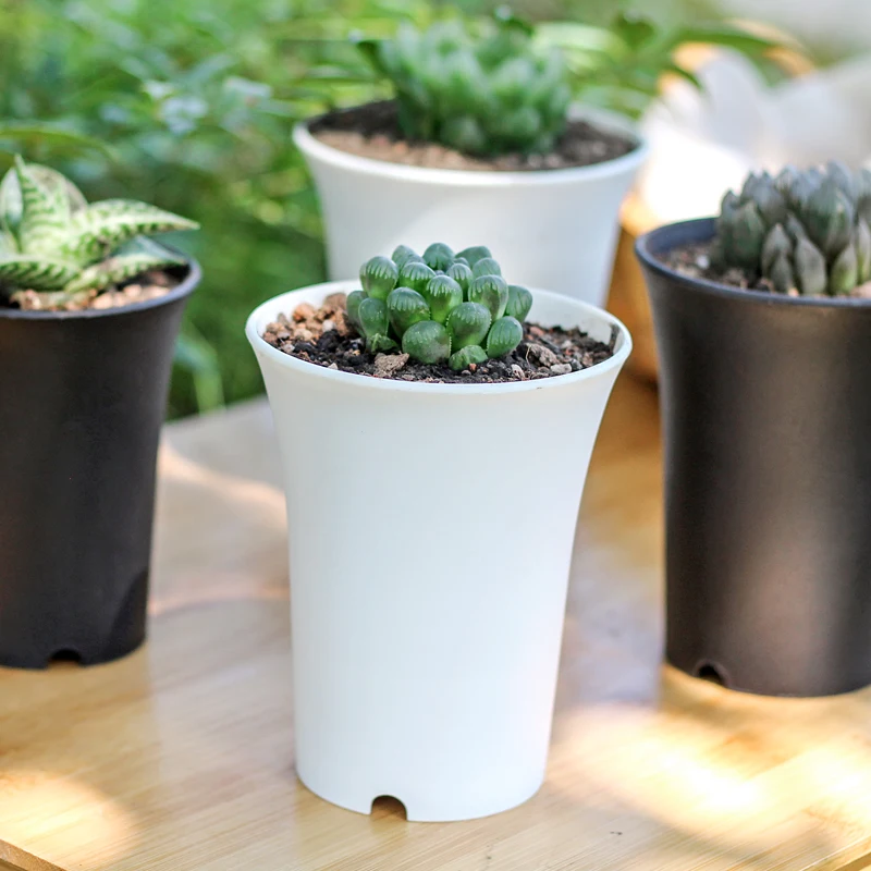 2-10Pcs Round Thickened Flowerpot Hydroponic Flower Pot Flower Pot Plant Pot Deepened Succulent Flower Nursery Pot White/Black Plant Vientiane Basin Home Garden Decoration