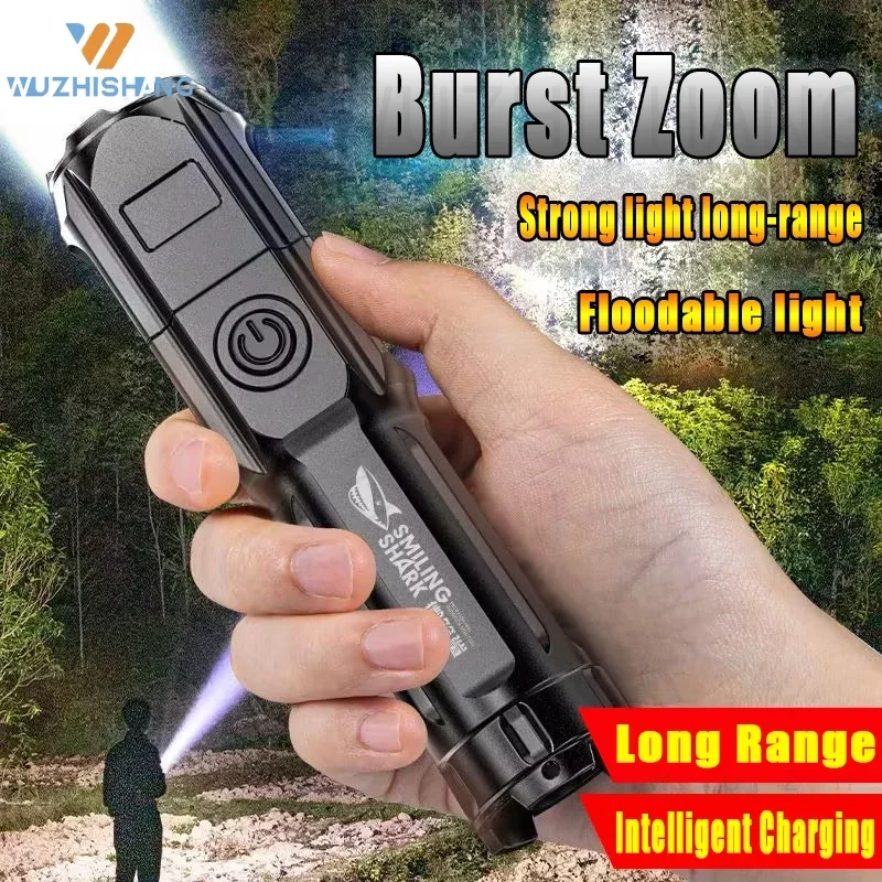 Powerful LED Flashlight Rechargeable USB 18650 Waterproof Zoom Fishing Hunting 100000 Lumens Tactical Flashlight LED Flashlight