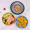 Outdoor Nordic Style 15cm Silicone Round Dinner Plate Food Grade Set Microwave Oven Heatable Baking Plate Pet Feeding Bowl 4