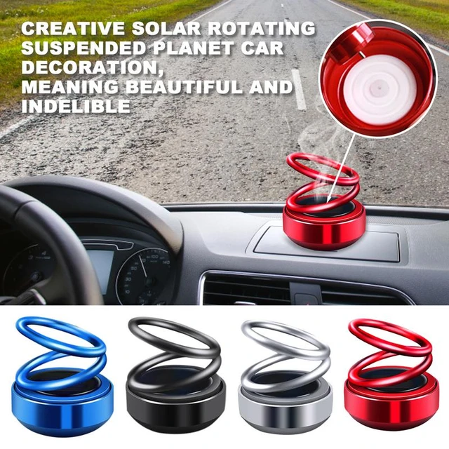 Désodorisants de voiture à énergie solaire, diffuseur de parfum automatique  rotatif à double anneau, aromathérapie, ornements de décoration créatifs -  AliExpress