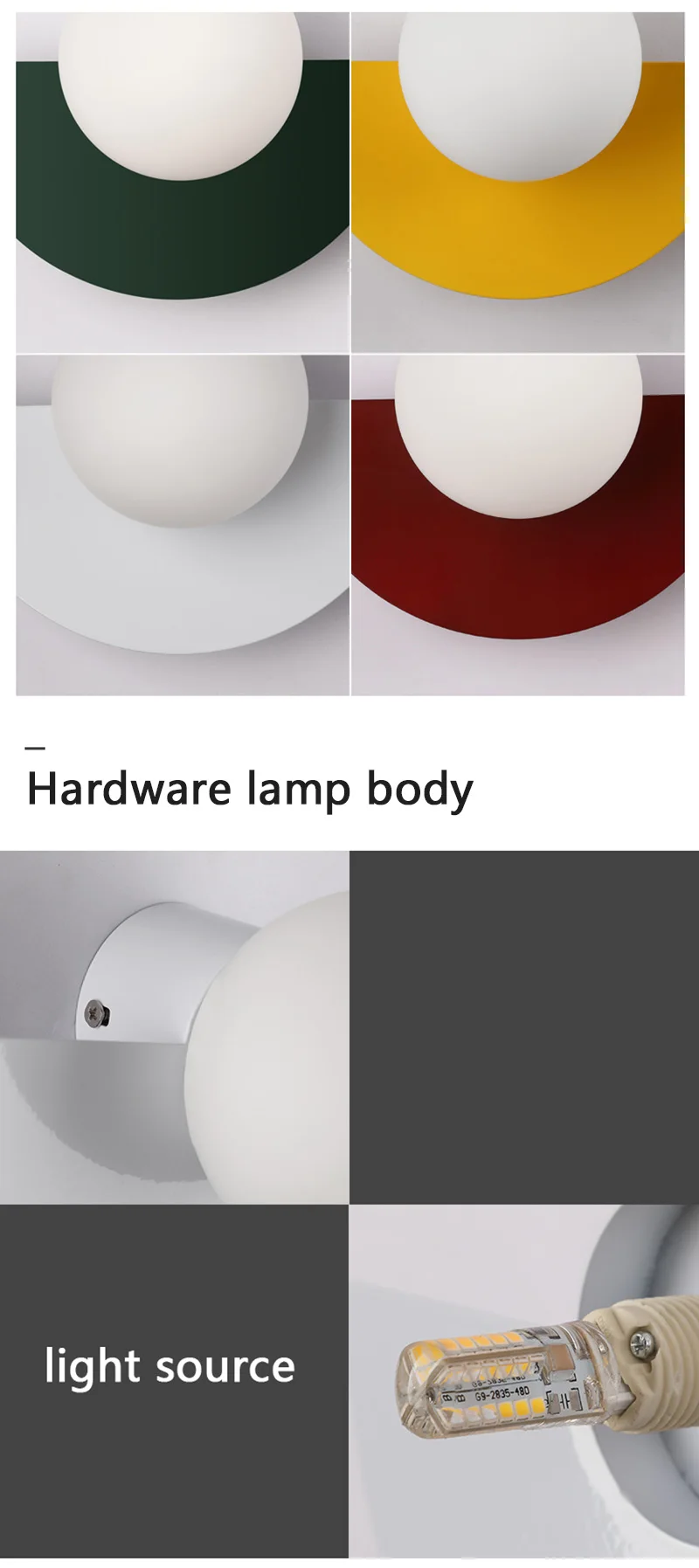 LED Wall Lamp Nordic Wrought Iron Bedroom Bedside Wall Light Simple Colorful Glass Ball бра Indoor Livingroom Sconce Home Decors