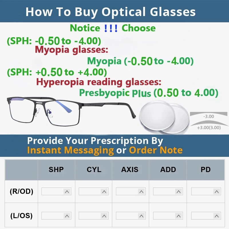 Men Prescription Glasses Optics Lenses  Reading Glasses Women Blue Light Blocking Myopia Eyewear Metal Titanium Eyeglasses Frame