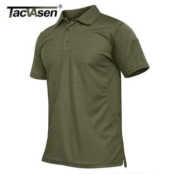 TACVASEN Summer Colorful Fashion Polo Tee Shirts Men's Short Sleeve T-shirt Quick Dry Team Work Green T-Shirt Tee Tops Clothing 3