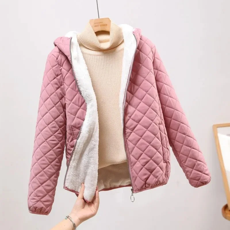 

2023 New Winter Women Parkas Lamb Ｗool Down Cotton Jacket Female Long Sleeve Warm Jackets Windproof Parka Portable Outerwear