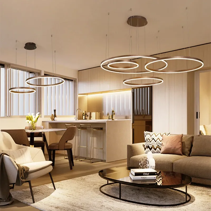 Nordic Ring Led Pendant Lights With Remote Control For Hall Bedroom Living Dining Room Chandelier Home Decor Suspension Fixture 3