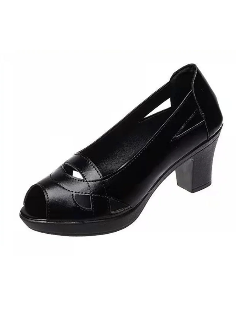 sapatos femininas women fashion plus size open toe high quality spring slip on square heel shoes lady casual office shoes ca126 4