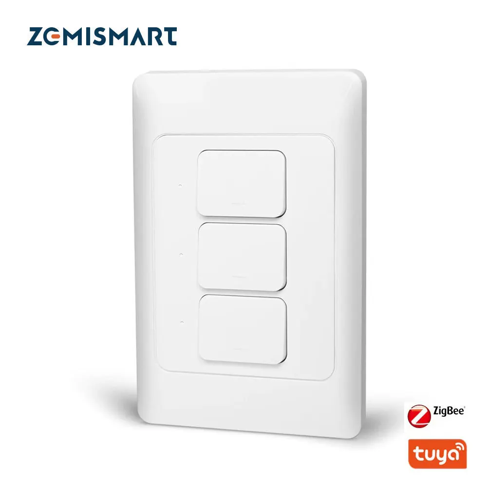 Zemismart Tuya Zigbee Push Light Switch Control Smart Life US AU Physical Wall Switches Push Button Interruptor Smart Switch Lamp Base Switch Lamp Holder Switch