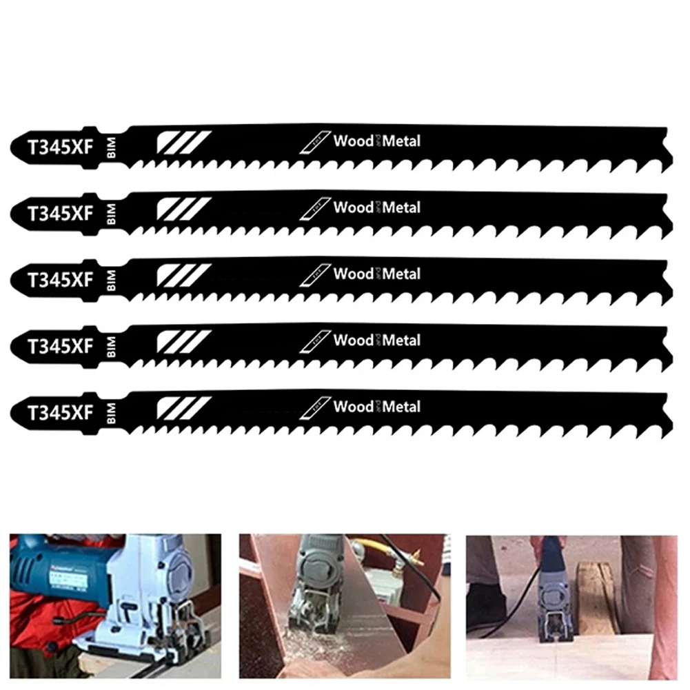 

5pcs 105x130mm T345XF Reciprocating Saw Blade Bimetal Wood Plastic HCS HSS Cutters Jigsaw Sawblade T Shaped Handle Woodworking