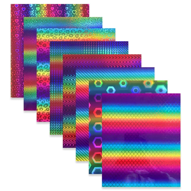 8 Sheets 12x10 Bundle Sparkle Leopard Rainbow Gradient Adhesive Vinyl for Crafts Signs Scrapbook Lettering DIY Design Decor