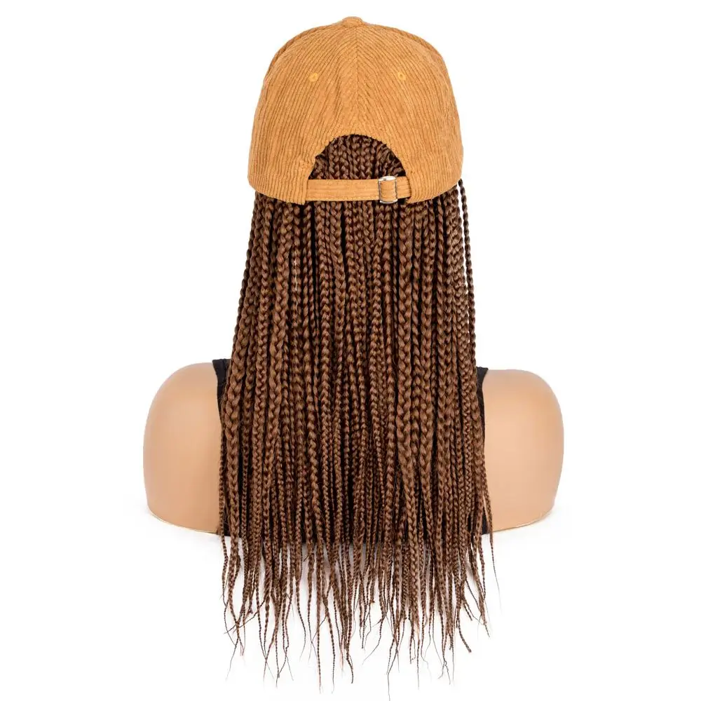 WIGERA Braided Baseball Cap Wig On Sale Box Braid Hair Extensions With Hat Deep Brown Synthetic Hair Cap Wig For Women