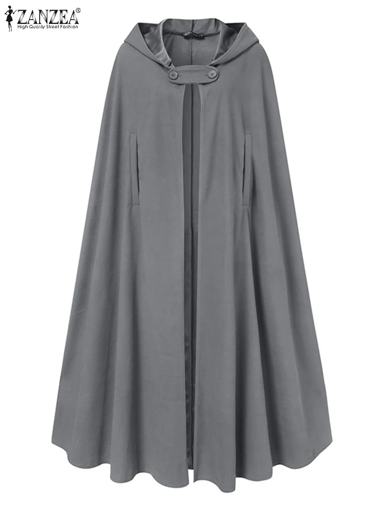 Niiyyjj Lange Cape Vrouwen Hooded Wolmix Mantel Jas Hoodies
