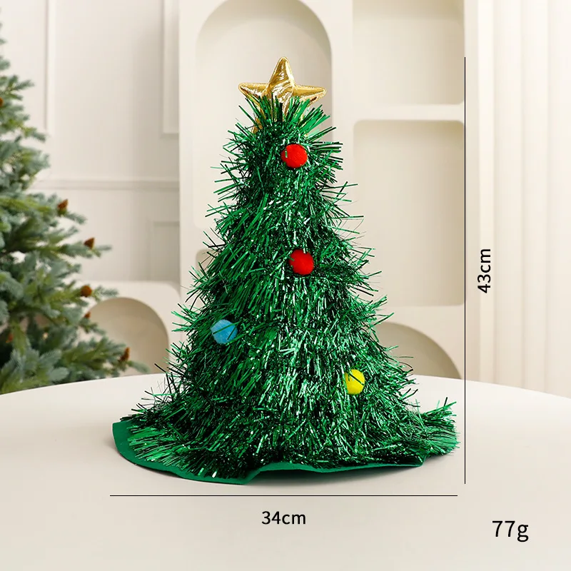 Merry Christmas Hat Green Glitter Christmas Tree Caps Decoration Xmas New Year Home Party Santa Claus Props