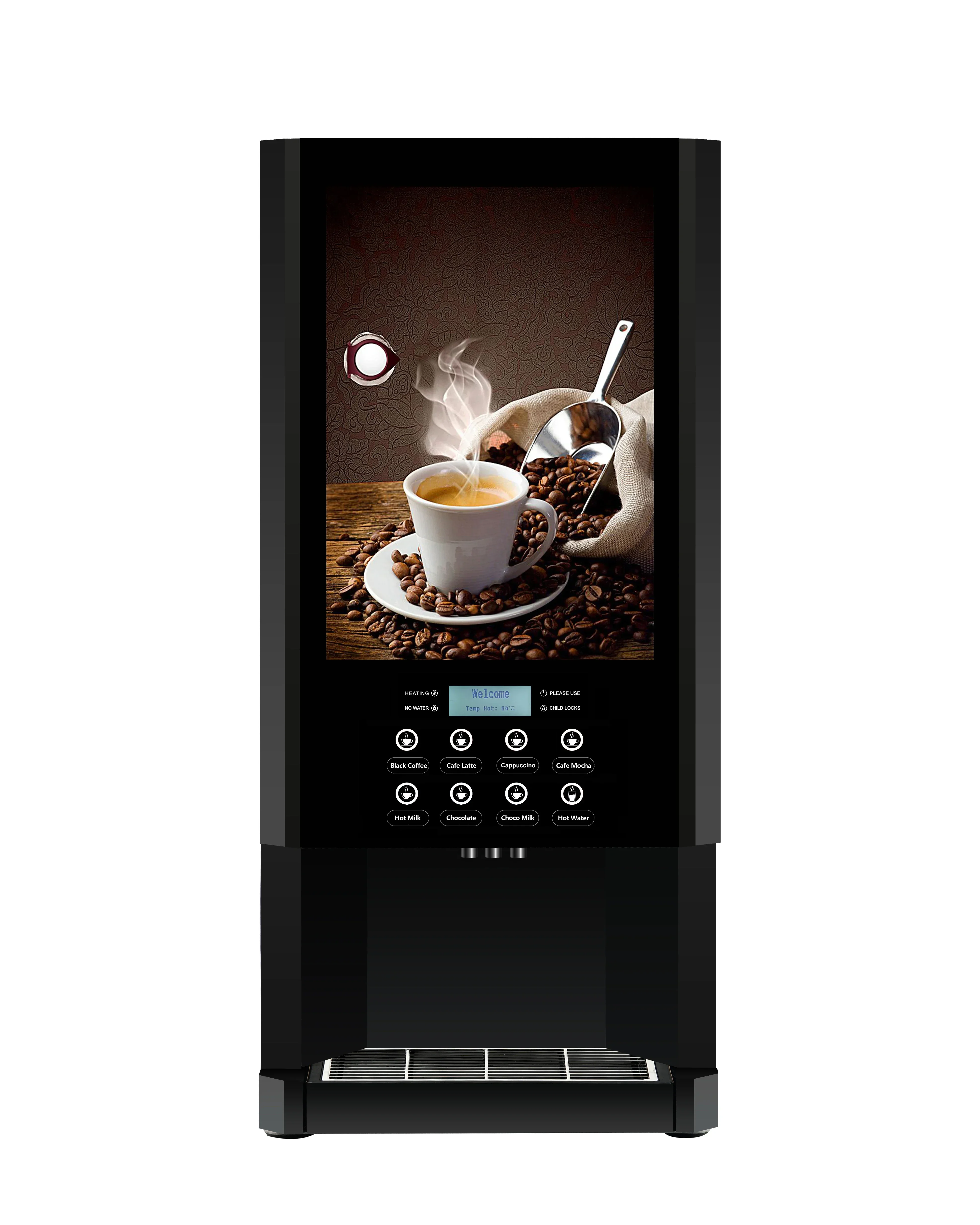 E-308F Desktop Automatic Coffee Vending Machine, 7 Hot Drinks & Hot Water, Fully Automatic for Office and Business