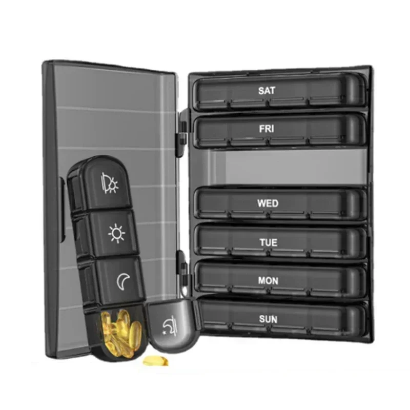 Pill Cases Box Organizer 7 Days 28 Grids 4 Times Portable Travel with Large Compartments for Vitamins Medicine Fish Oils