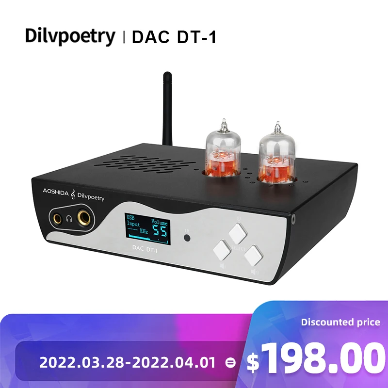 Dilvpoetry DAC DT-1 ESS9038Q2M DSD Bluetooth 5.0 32BIT 768KHZ DSD512 decoder XMOS TPA6120A2*2 6N3 TUBE Headphone - Цена: 25 229,92 руб.