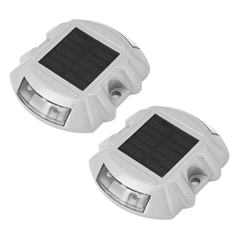 

Reusable Solar Road, 2Pcs 6 LED Stud Lights Ground Garden Lawn Path Lights Deck Dock White Warning Lights