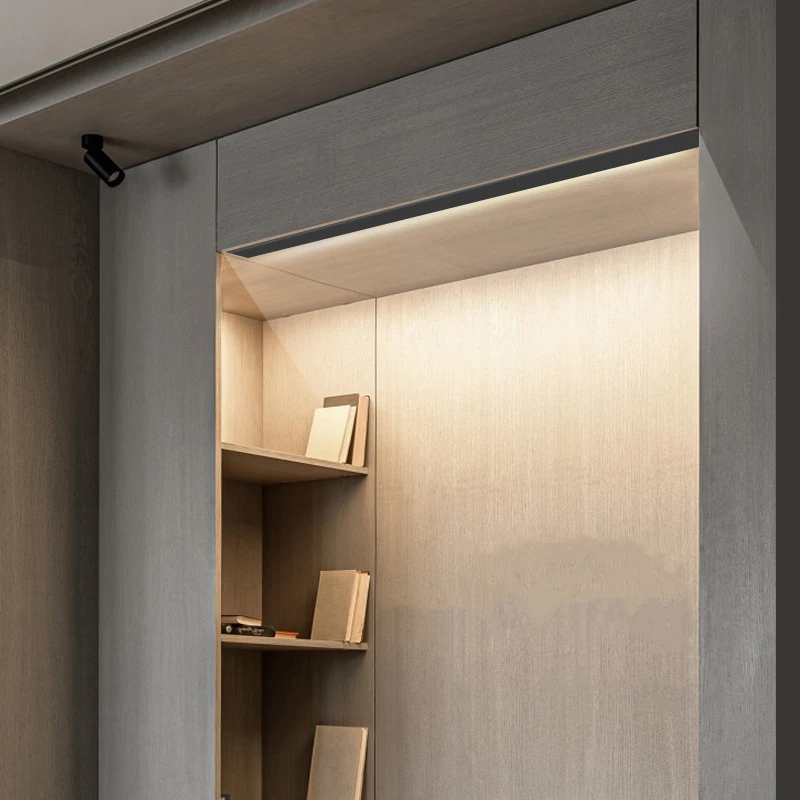 Invisible H7mm LED Oblique Beam Aluminum Profile Surface Mounted Ultra-thin Cabinet Layer Edge Shelf Panel Hard Bar Strip Lights led cabinet light led light led light bar