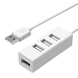 4 - Port USB 2.0 Hub Splitter with Power Adapter - Compact Multi - Device Expander (WHITE)