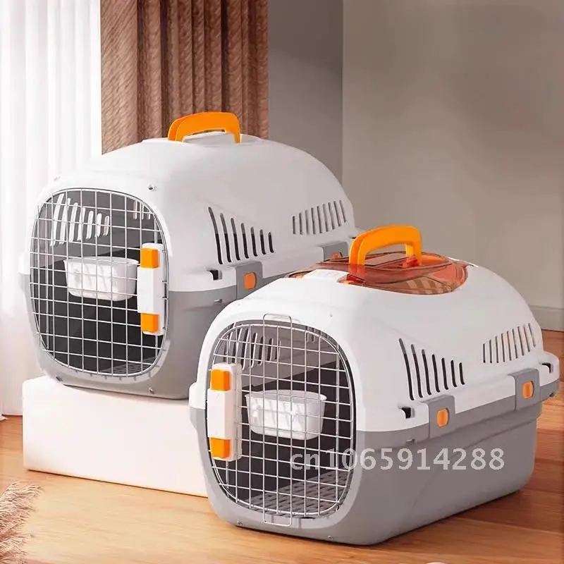 Portable pet travel airline box Simple Multifunctional pet car cage cat transport box cage Ventilated style breathable and