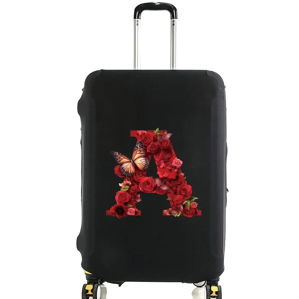 Stretch Fabric Luggage Protective Cover Dust Cover Anti-Scratch Suitcase Covers Suit for 18-32 Inch Red Rose Letter Pattern luggage cover