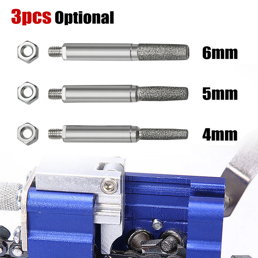 

3pcs Chainsaw Sharpener Diamond Grinding Head Cylindrical Burr 4/5/6mm Saw Chain Sharpening Tool Abrasive Tools