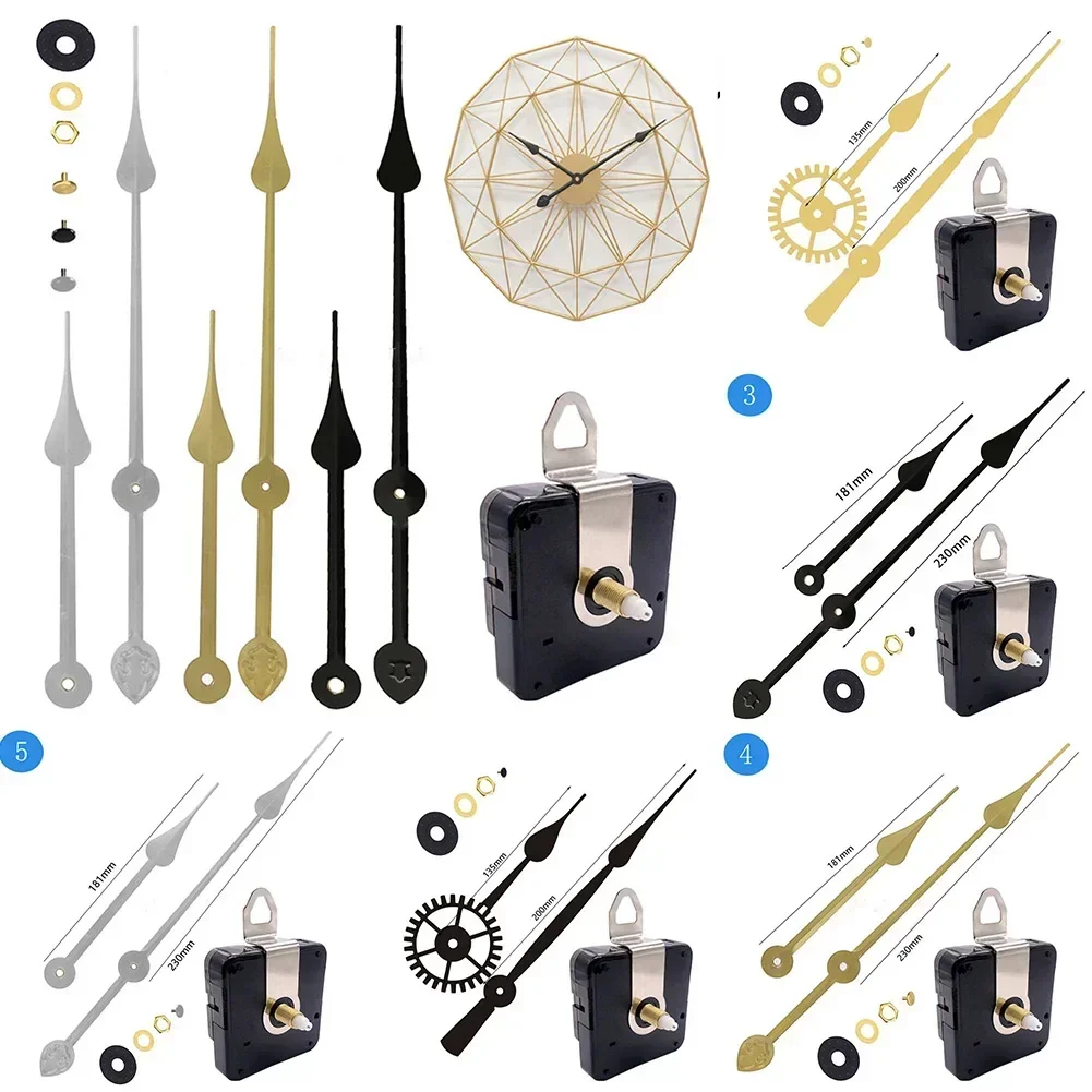 Replacement Clock Mechanism 50-60cm Clock Movement High Torque Long Hands Mechanism Replacement DIY Minute Hand 6