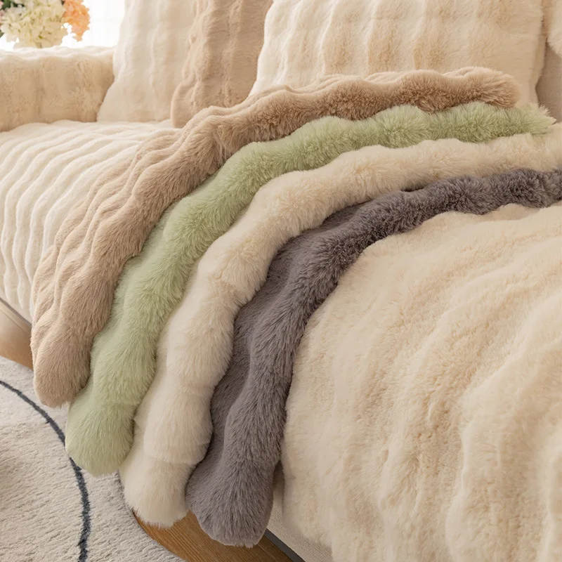 

Thicken Rabbit Plush Sofa Cover Universal Non-slip Sofa Mat Winter Warm Soft Sofa Towel Couch Cushion for Living Room Home Decor