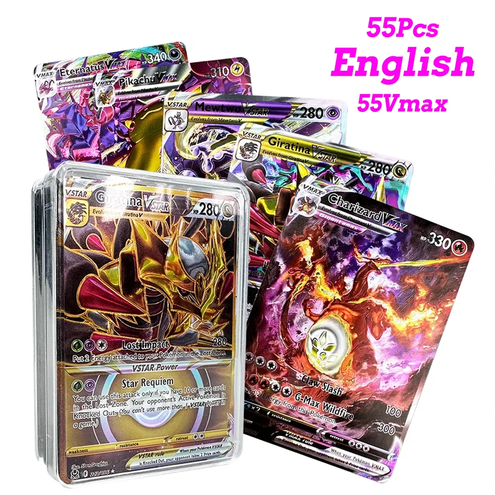 thumbnail image 1 of Anime Holographic Cards Evolutions Scarlet Violet Charizard Pikachu Vmax EX Vstar GX English Spanish French Shiny Card, 1 of 5